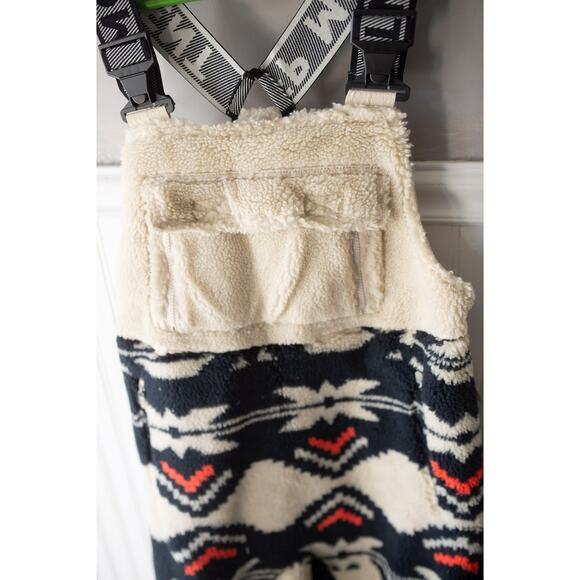 Free People Movement Hit The Slopes Salopette Fleece Overalls Black Fairisle - Picture 4 of 6